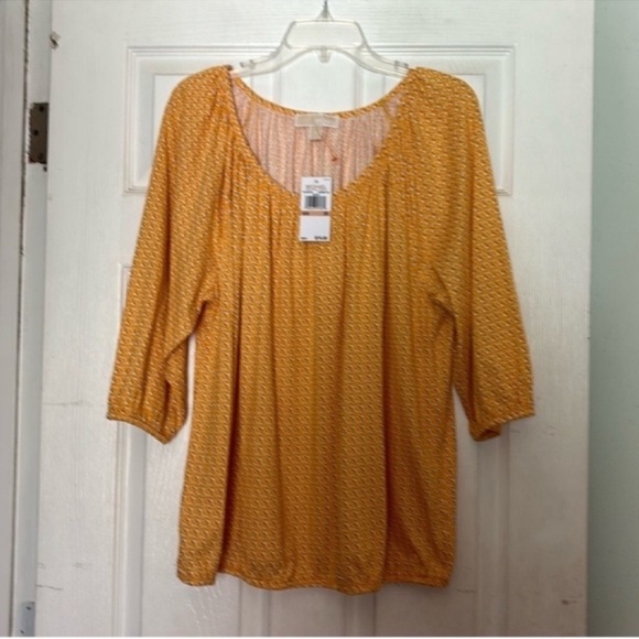 Michael Kors Tops - Michael Kors Gold Relaxed Smocked Blouse